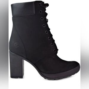 Timberland Camdale Black Nubuck Lace-Up Ankle Heel Boots Womens Size 10